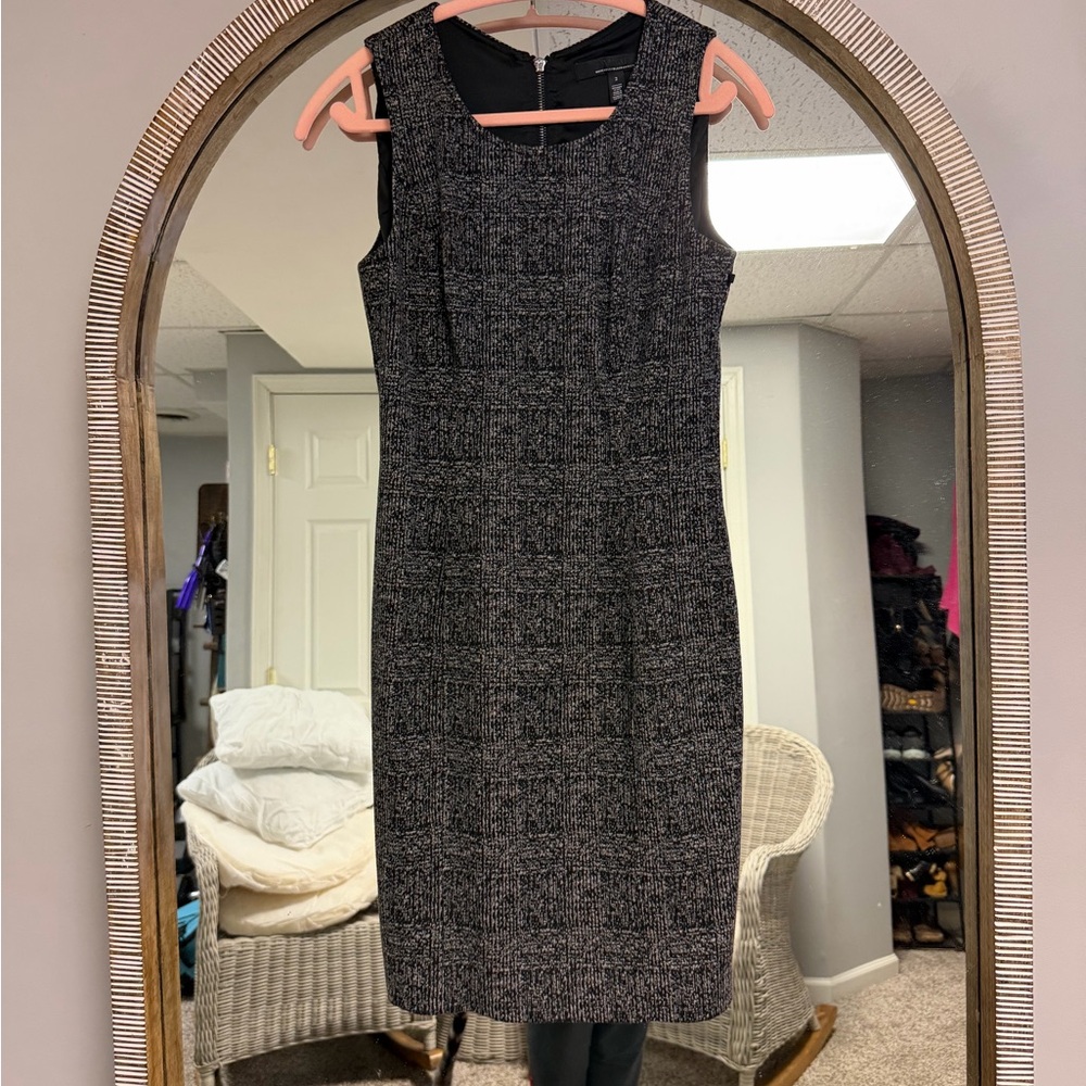 White House Black Market Black & Gray Midi Sheath Dress